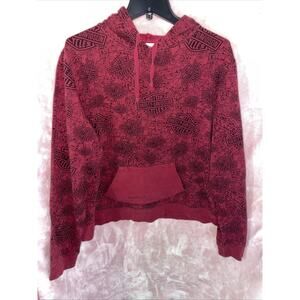 Womens Harley Davidson Pullover hoodie 2 XL All over Print Logo Red Black